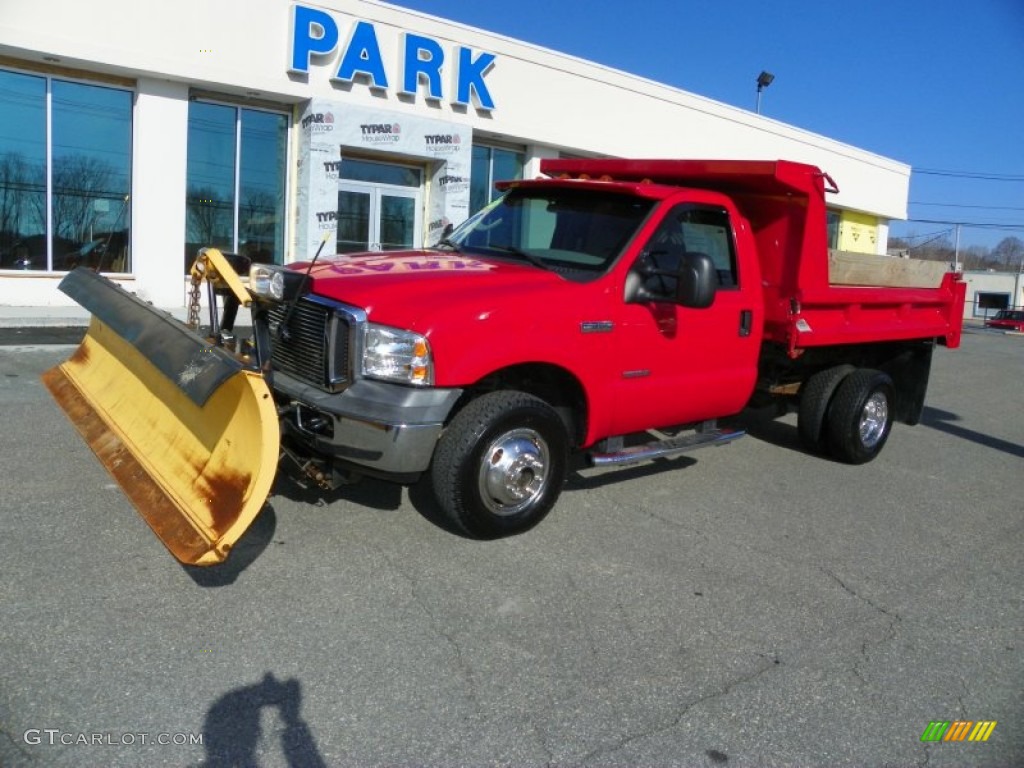 2006 F350 Super Duty XL Regular Cab 4x4 Dump Truck - Red Clearcoat / Medium Flint photo #9
