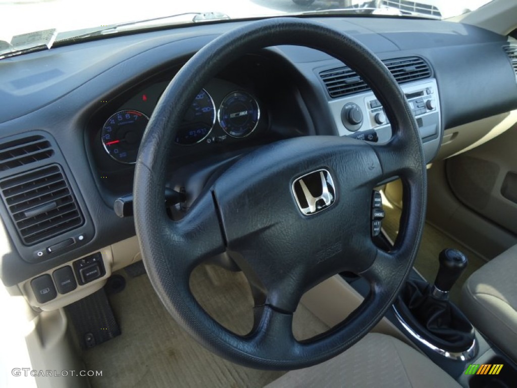 2003 Honda Civic Hybrid Sedan Beige Steering Wheel Photo #61973574