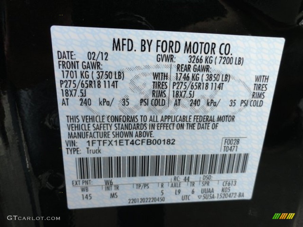 2012 F150 Color Code W6 for Green Gem Metallic Photo #61979069