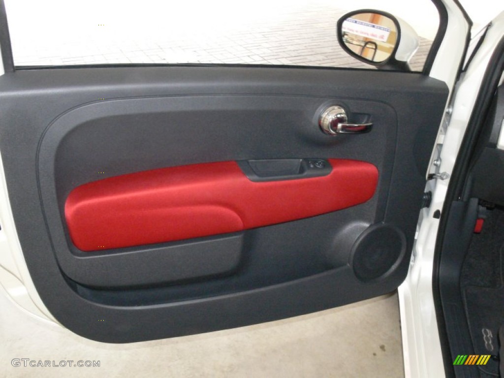 2012 Fiat 500 Pop Tessuto Rosso/Avorio (Red/Ivory) Door Panel Photo #61980003