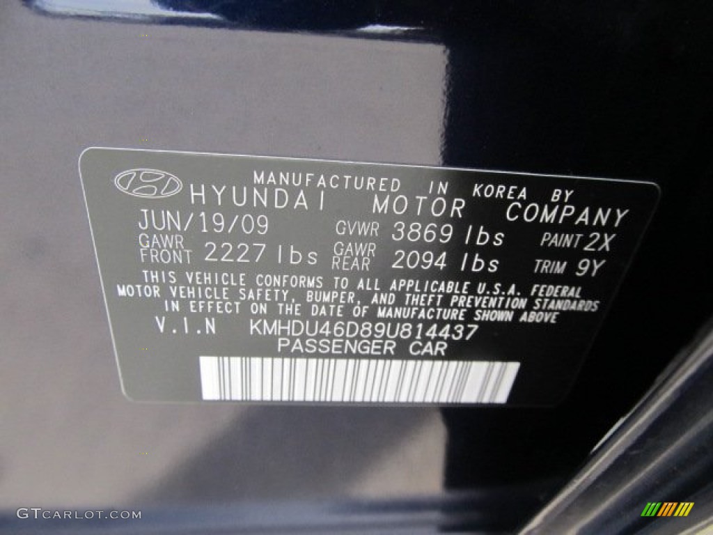 2009 Elantra Color Code 2X for Regatta Blue Photo #61980045