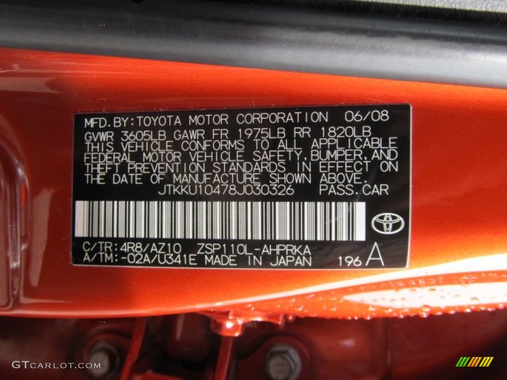 2008 xD Color Code 4R8 for Hot Lava Orange Photo #61981266