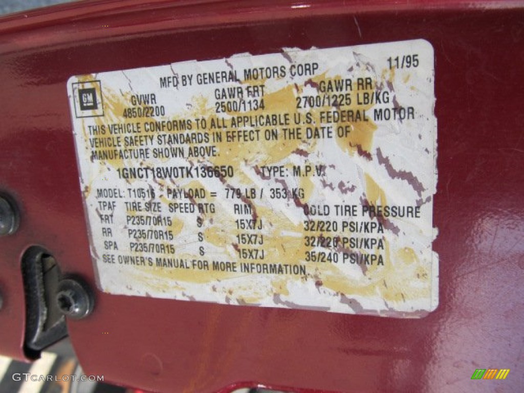 1996 Blazer LS 4x4 - Dark Cherry Red Metallic / Graphite photo #19