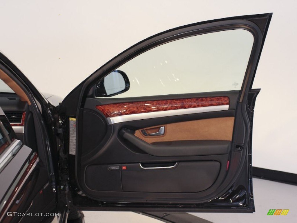 2009 Audi A8 L 4.2 quattro Amaretto/Black Valcona Leather Door Panel Photo #61985268