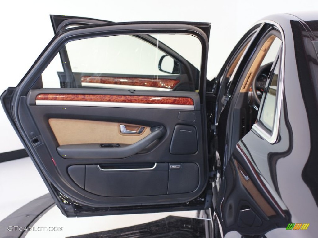2009 Audi A8 L 4.2 quattro Amaretto/Black Valcona Leather Door Panel Photo #61985388