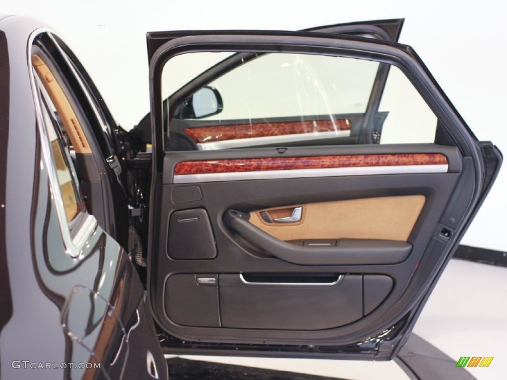 2009 Audi A8 L 4.2 quattro Amaretto/Black Valcona Leather Door Panel Photo #61985397