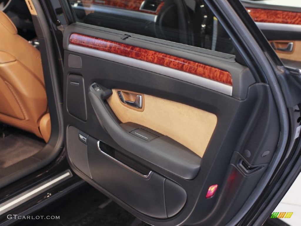 2009 Audi A8 L 4.2 quattro Amaretto/Black Valcona Leather Door Panel Photo #61985406
