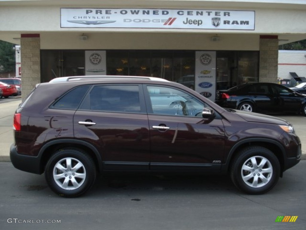 2011 Sorento LX V6 AWD - Dark Cherry / Beige photo #1