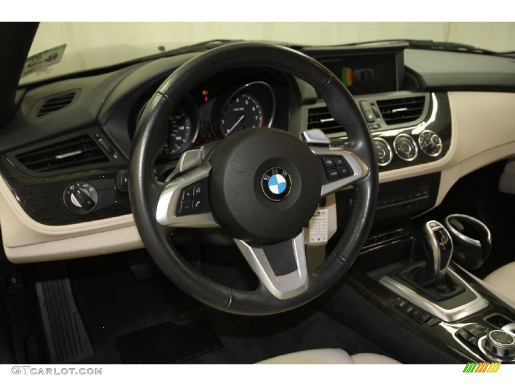 2009 BMW Z4 sDrive35i Roadster Ivory White Nappa Leather Steering Wheel Photo #61988619