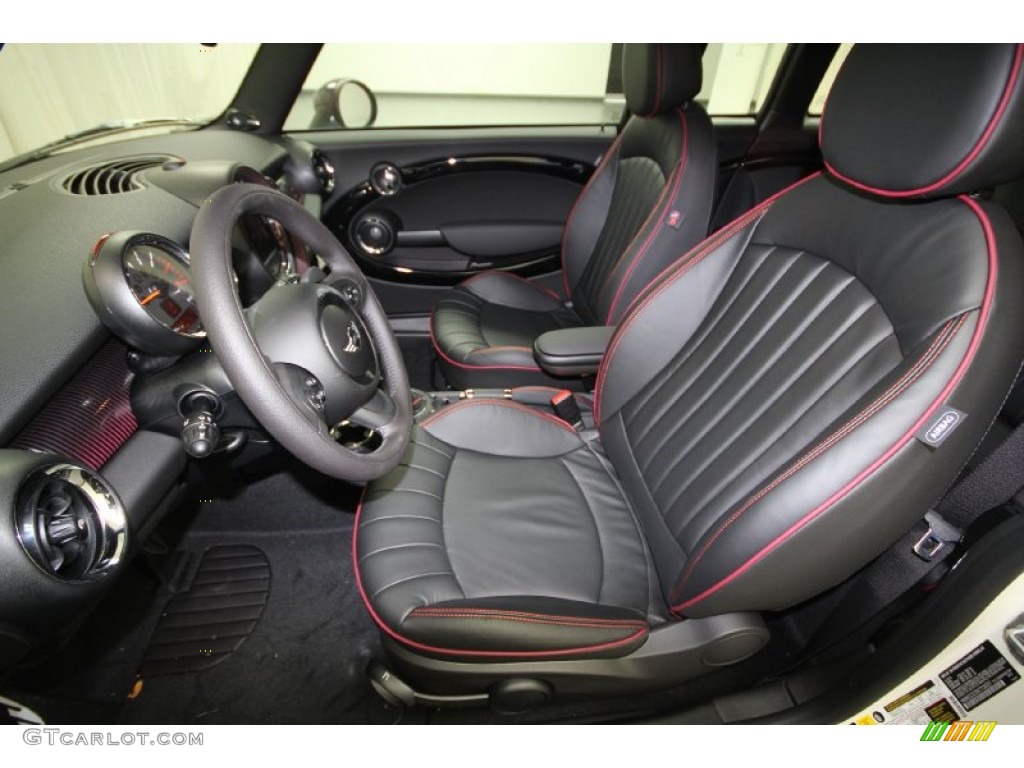 Black Lounge Leather/Damson Red Piping Interior 2012 Mini Cooper S Clubman Hampton Package Photo #61992248