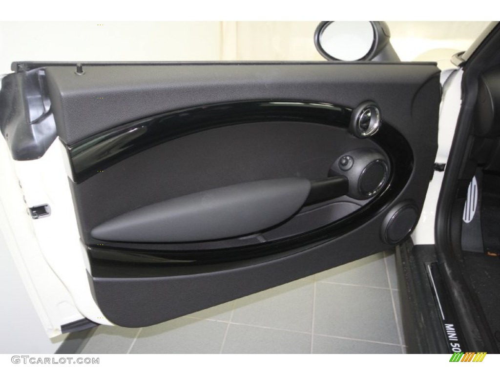 2012 Mini Cooper S Clubman Hampton Package Black Lounge Leather/Damson Red Piping Door Panel Photo #61992315