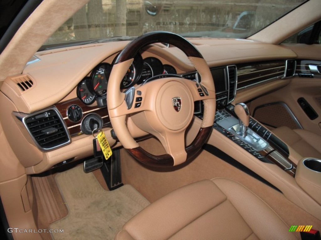 2011 Porsche Panamera Turbo Cognac Natural Leather Steering Wheel Photo #61994364