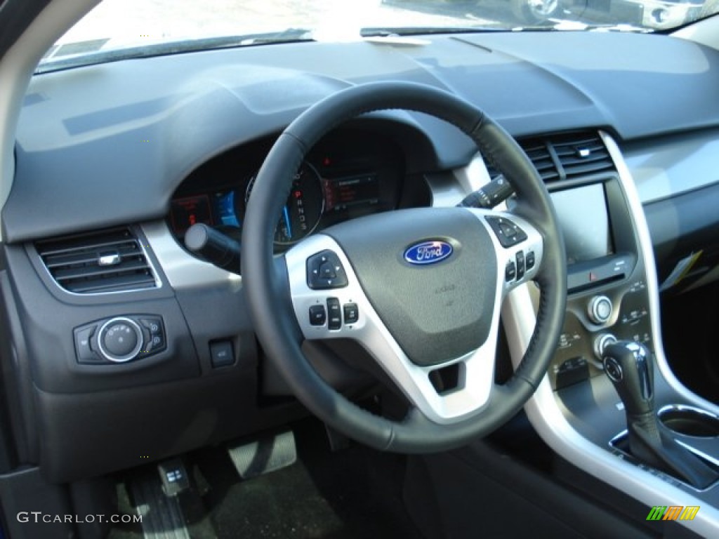 2013 Ford Edge SEL AWD SEL Appearance Charcoal Black/Gray Alcantara Steering Wheel Photo #62000934