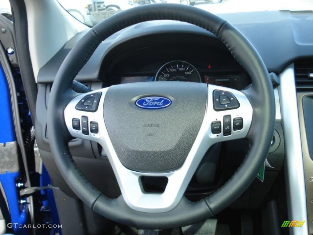 2013 Ford Edge SEL AWD SEL Appearance Charcoal Black/Gray Alcantara Steering Wheel Photo #62001003