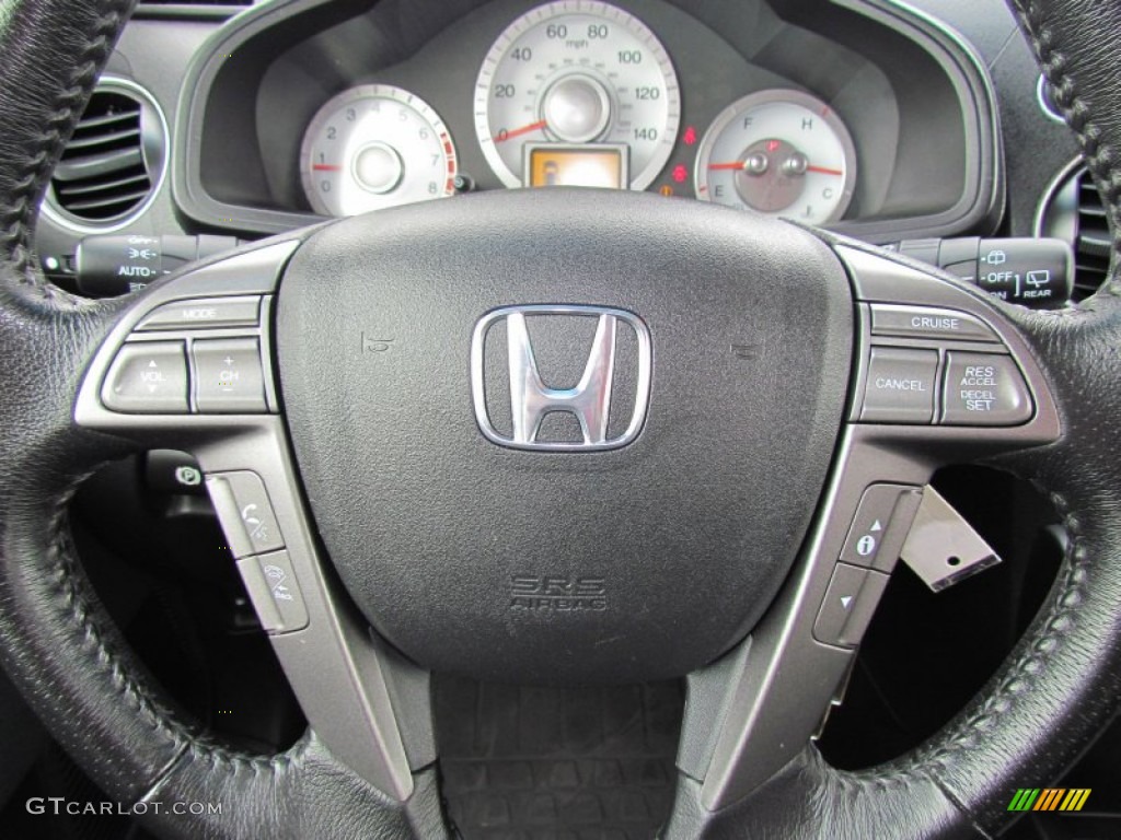 2009 Honda Pilot Touring Black Steering Wheel Photo #62001714