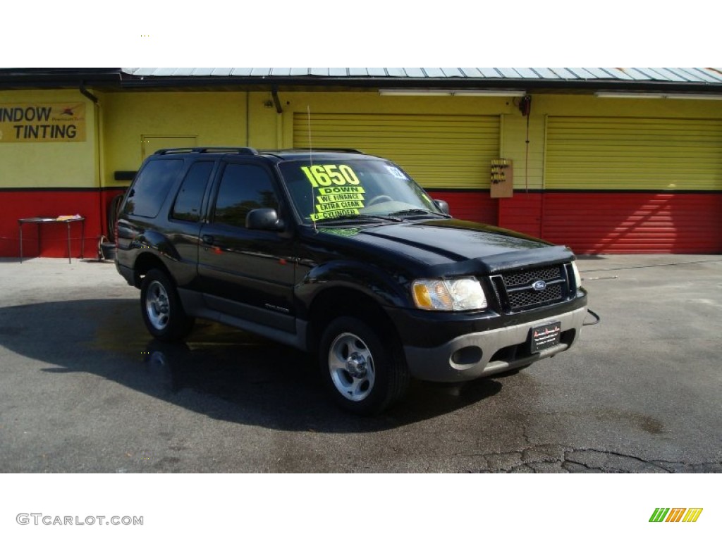 2002 Explorer Sport - Black Clearcoat / Medium Parchment photo #1