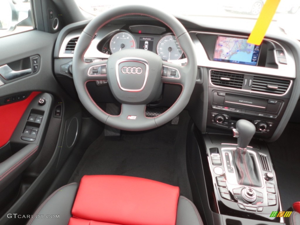 2012 Audi S4 3.0T quattro Sedan Black/Magma Red Dashboard Photo #62022372