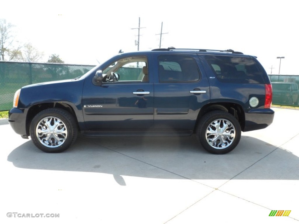 2007 Yukon SLT - Deep Blue Metallic / Light Tan photo #6