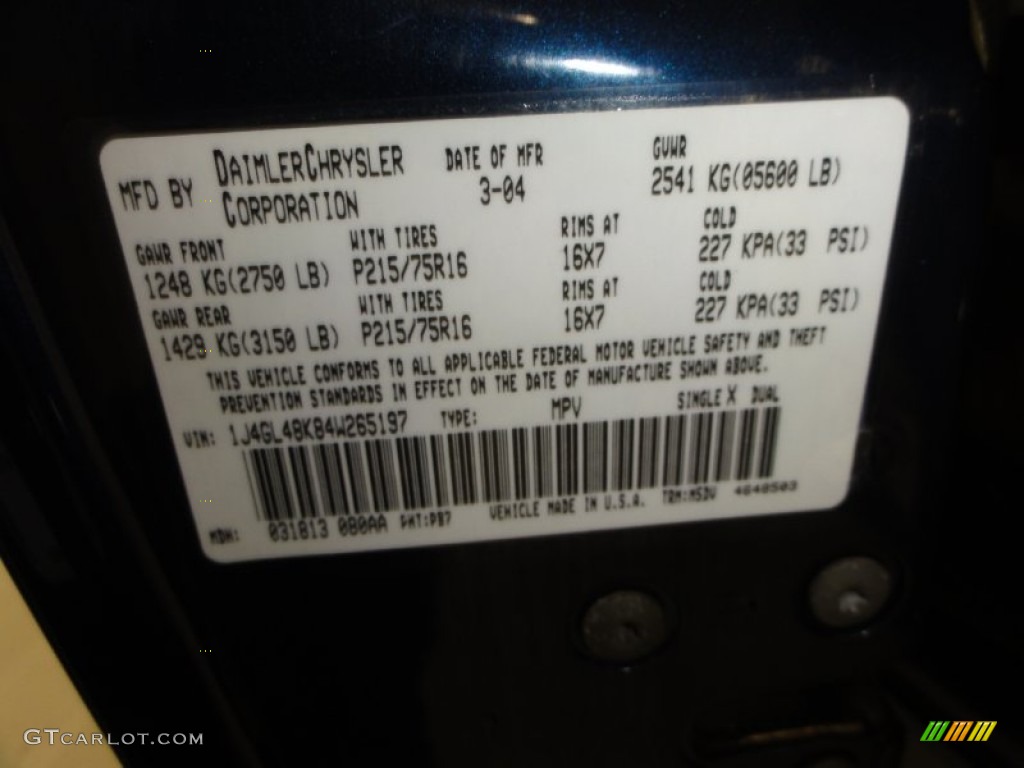 2004 Liberty Color Code PB7 for Patriot Blue Pearl Photo #62032990