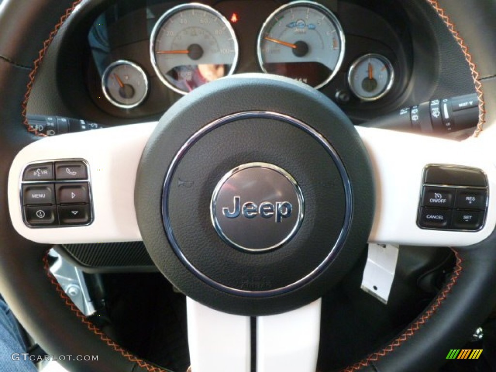 2012 Jeep Wrangler Sahara Arctic Edition 4x4 Black with Polar White Accents/Orange Stitching Steering Wheel Photo #62033479