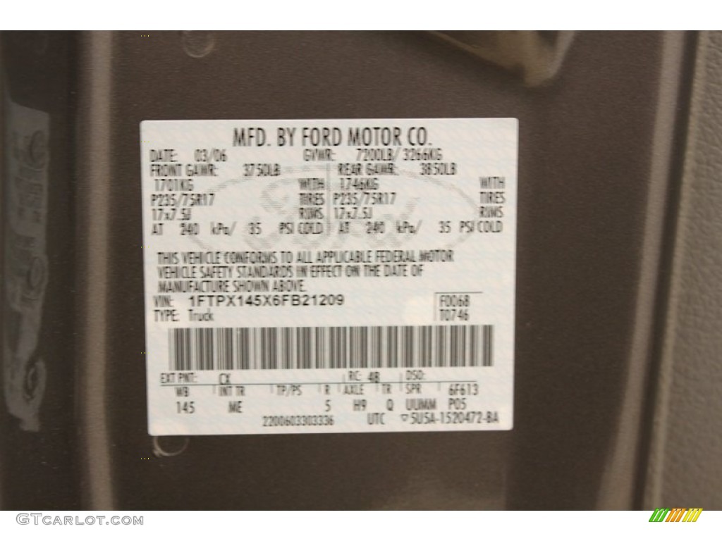 2006 F150 Color Code CX for Dark Shadow Grey Metallic Photo #62034166
