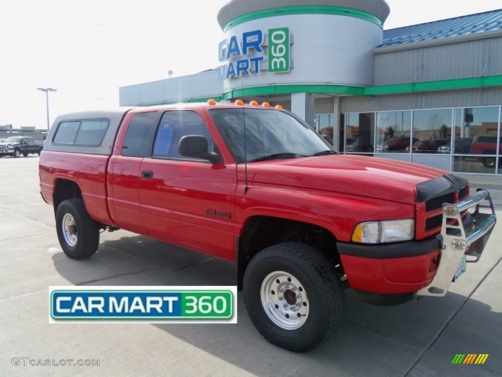 1998 Ram 2500 Laramie Extended Cab 4x4 - Flame Red / Tan photo #1