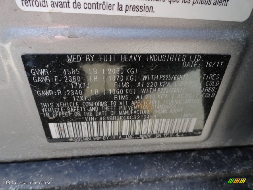 2012 Outback 2.5i Limited - Ice Silver Metallic / Off Black photo #12