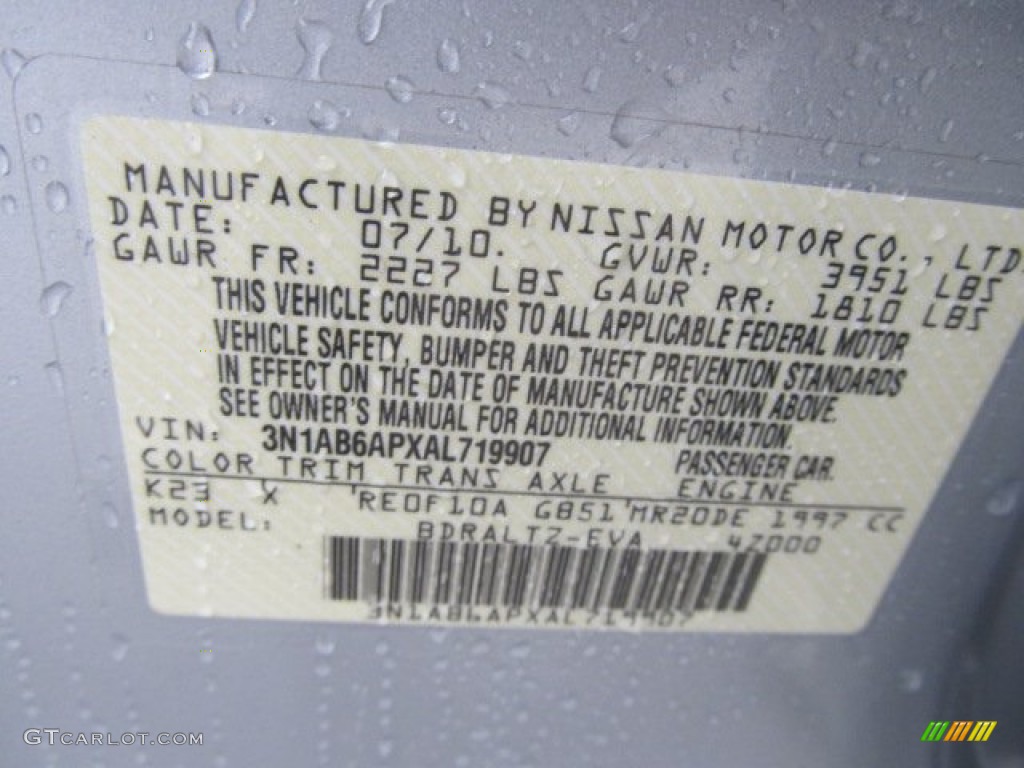 2010 Sentra Color Code K23 for Brilliant Silver Metallic Photo #62042457