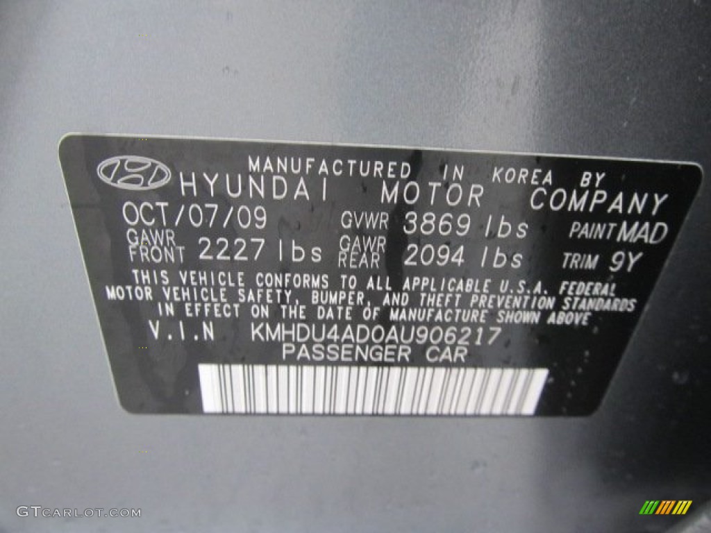 2010 Elantra Color Code MAD for Carbon Gray Mist Photo #62042649