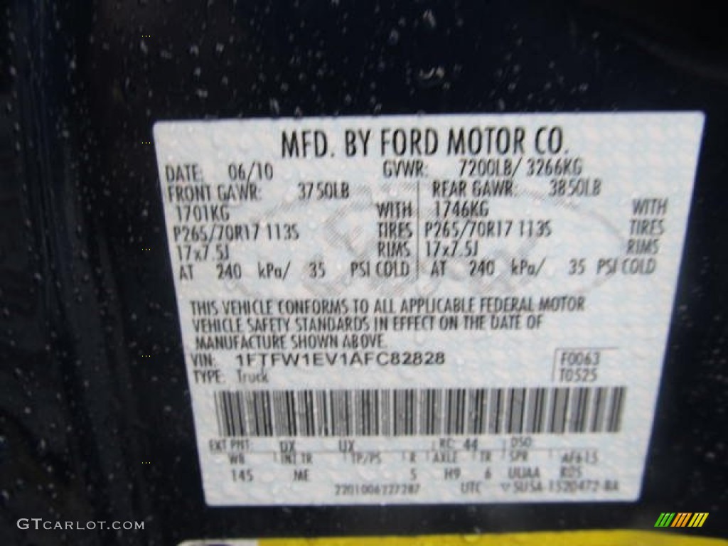 2010 F150 Color Code DX for Dark Blue Pearl Metallic Photo #62042733