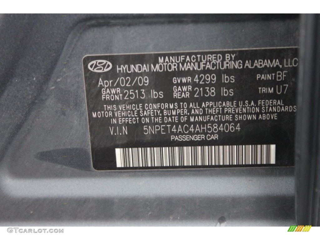 2010 Sonata Color Code BF for Slate Blue Photo #62043915