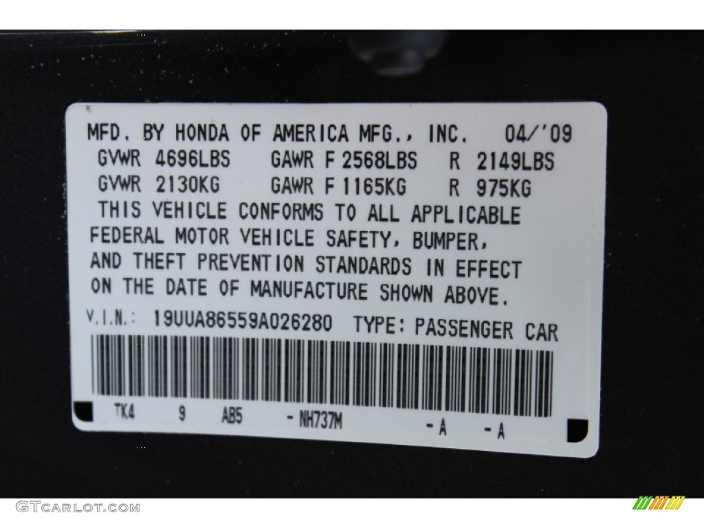 2009 TL Color Code NH737MX for Polished Metal Metallic Photo #62049615