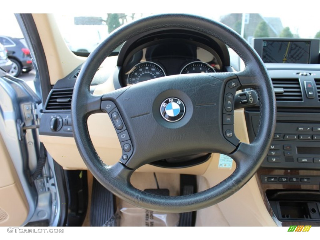 2006 BMW X3 3.0i Sand Beige Steering Wheel Photo #62050350