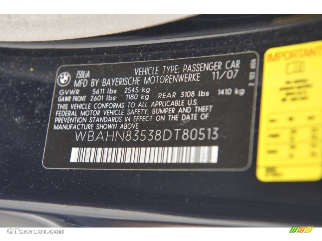 2008 7 Series 750Li Sedan - Monaco Blue Metallic / Flannel Grey photo #7