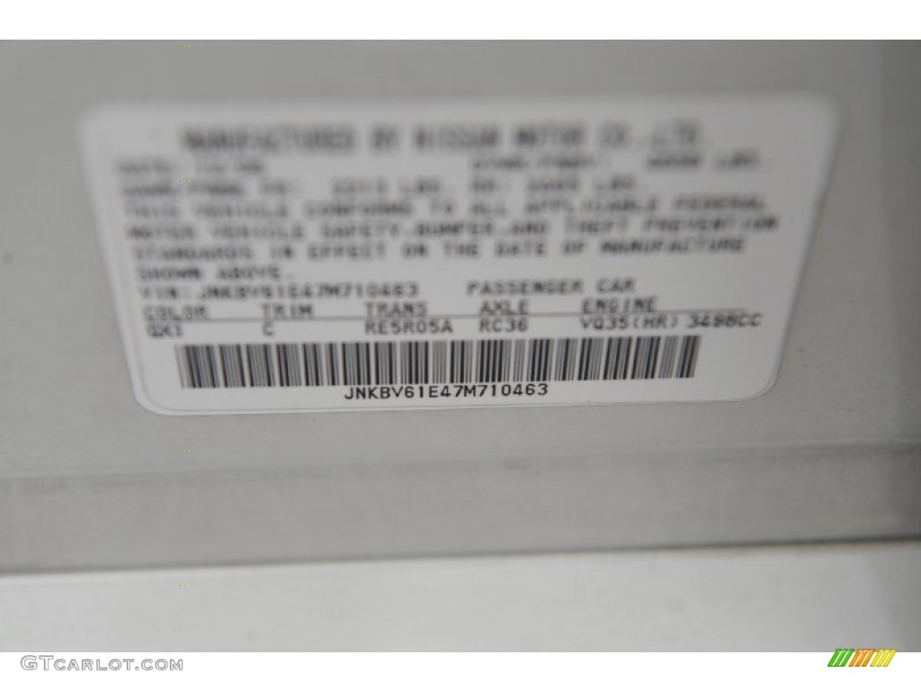 2007 G Color Code QX1 for Ivory Pearl Photo #62050587