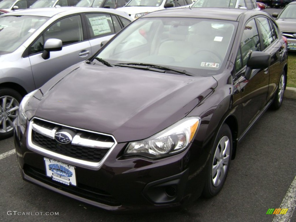 2012 Impreza 2.0i 5 Door - Deep Cherry Red Pearl / Ivory photo #1