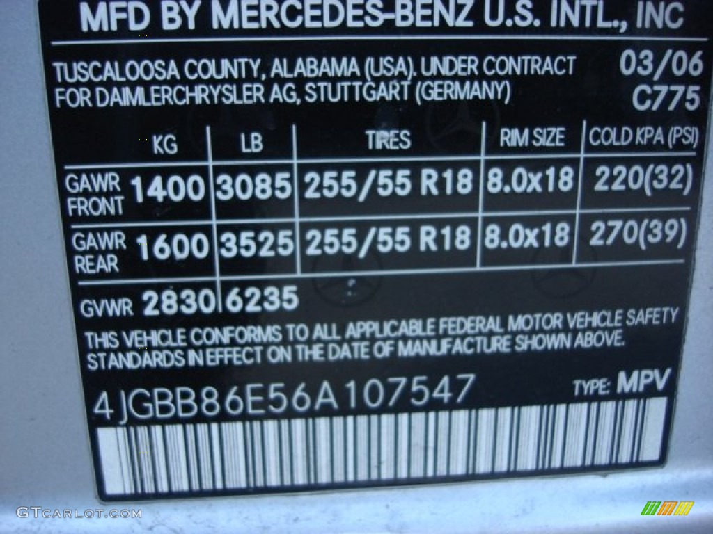 2006 ML Color Code 775 for Iridium Silver Metallic Photo #62058435