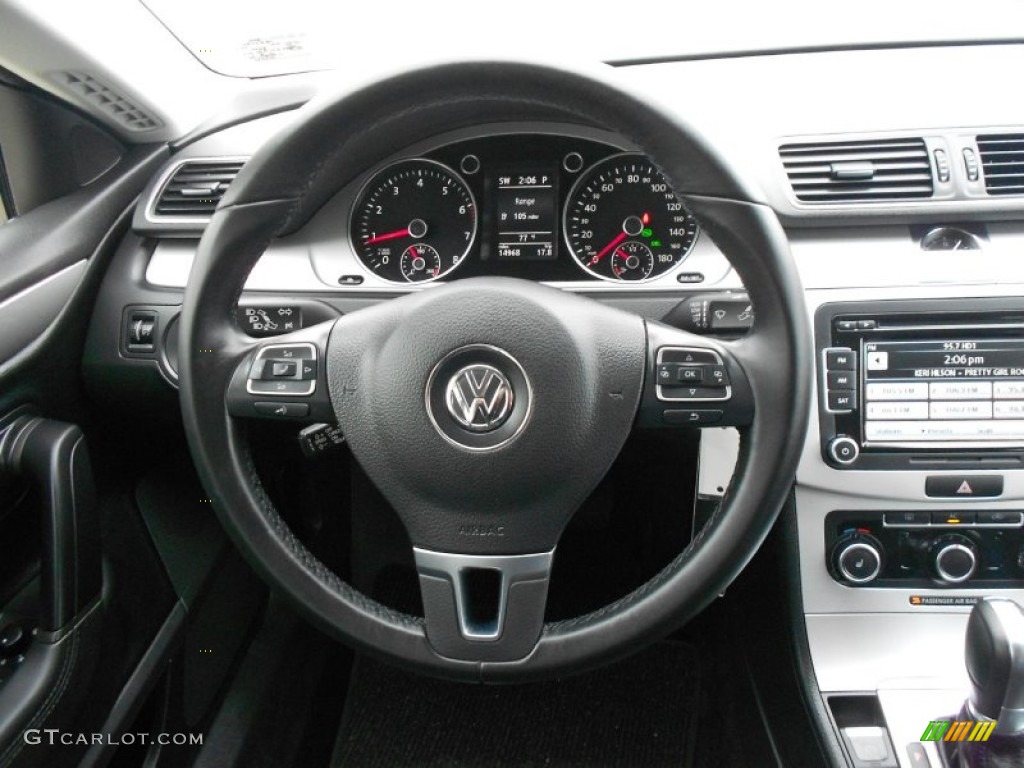 2012 Volkswagen CC Sport Black Steering Wheel Photo #62060217