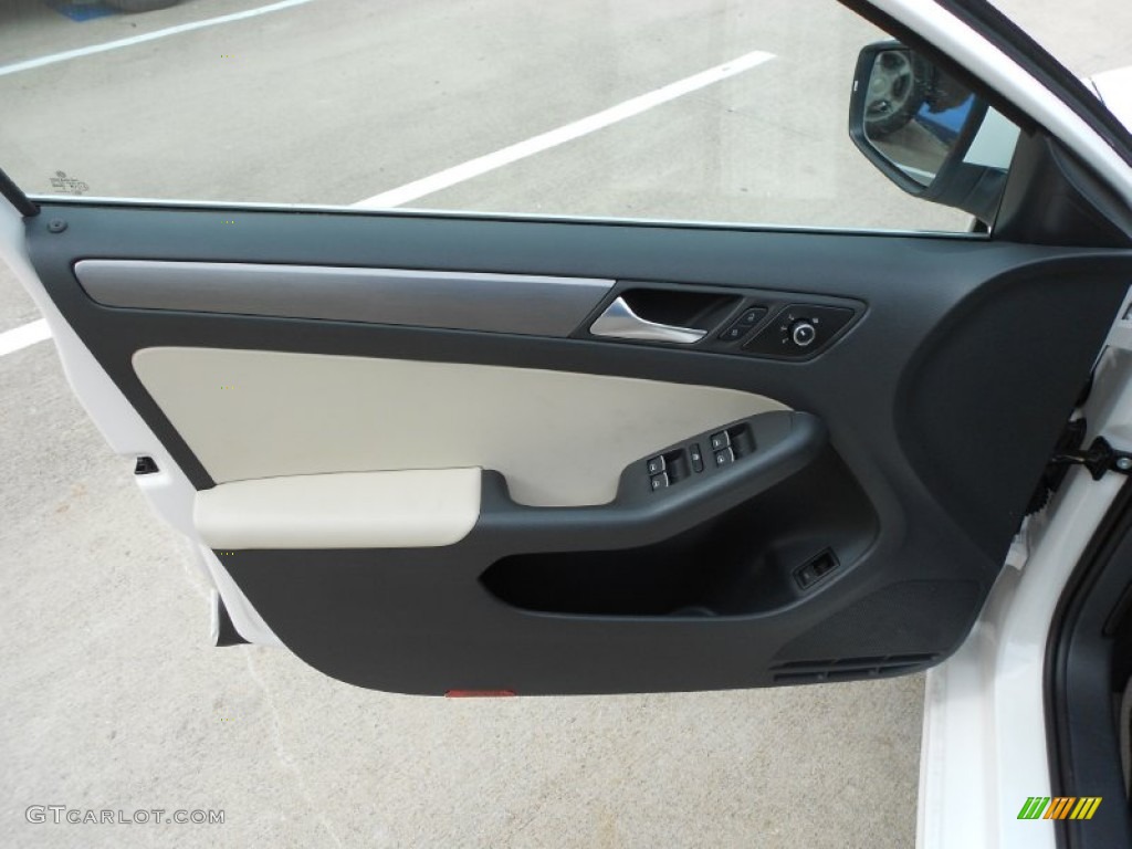 2012 Volkswagen Jetta SEL Sedan 2 Tone Cornsilk/Black Door Panel Photo #62060844