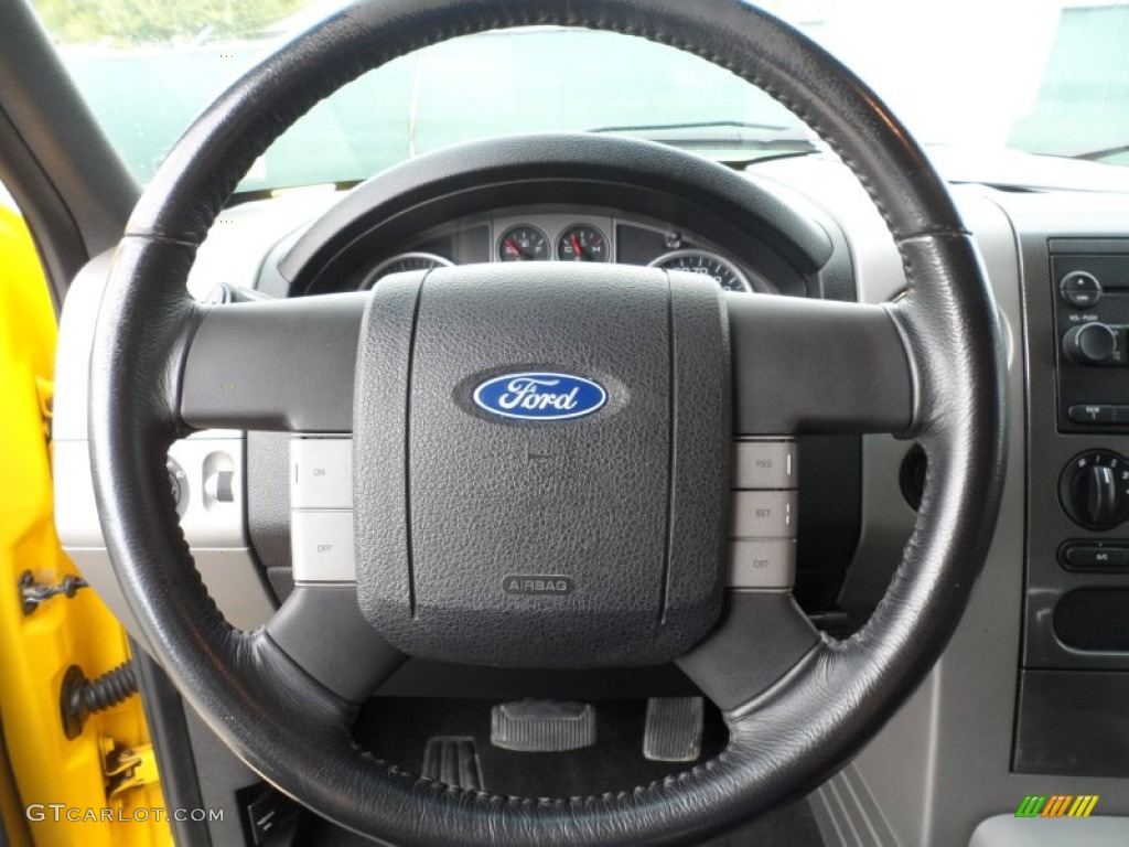 2004 Ford F150 FX4 SuperCrew 4x4 Black/Medium Flint Steering Wheel Photo #62065068