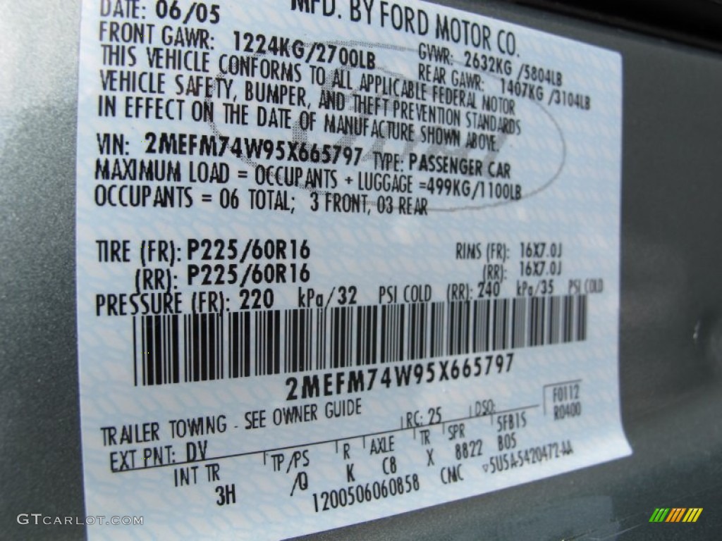2005 Grand Marquis Color Code DV for Light Tundra Metallic Photo #62068695