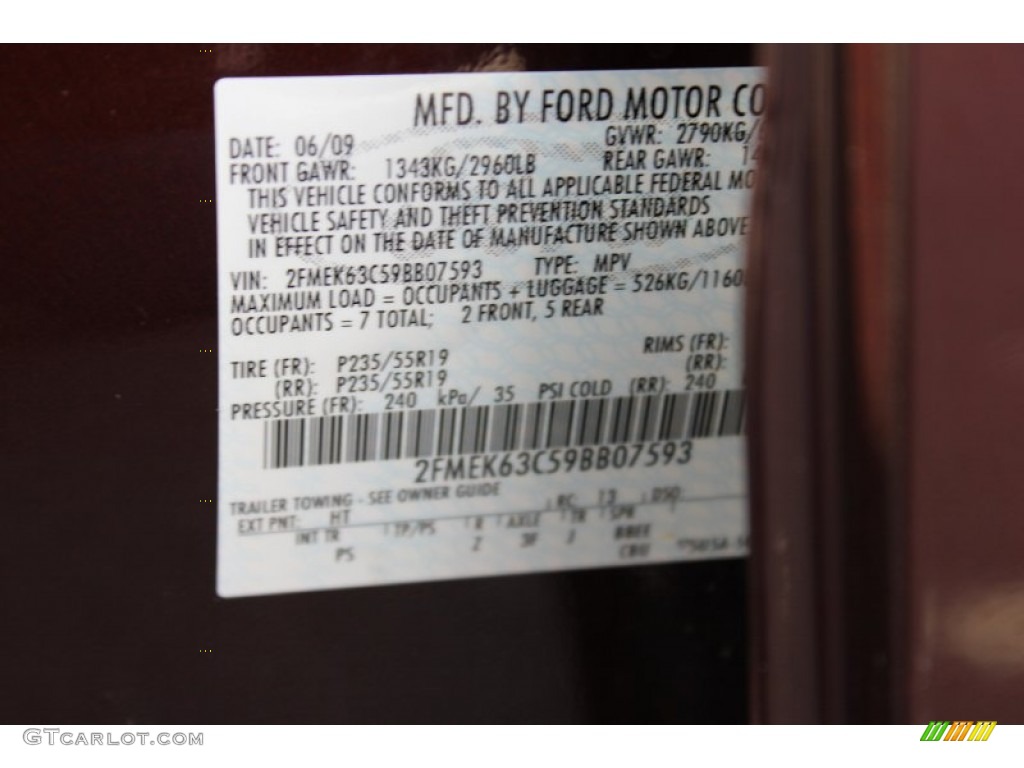 2009 Ford Flex Limited AWD Color Code Photos