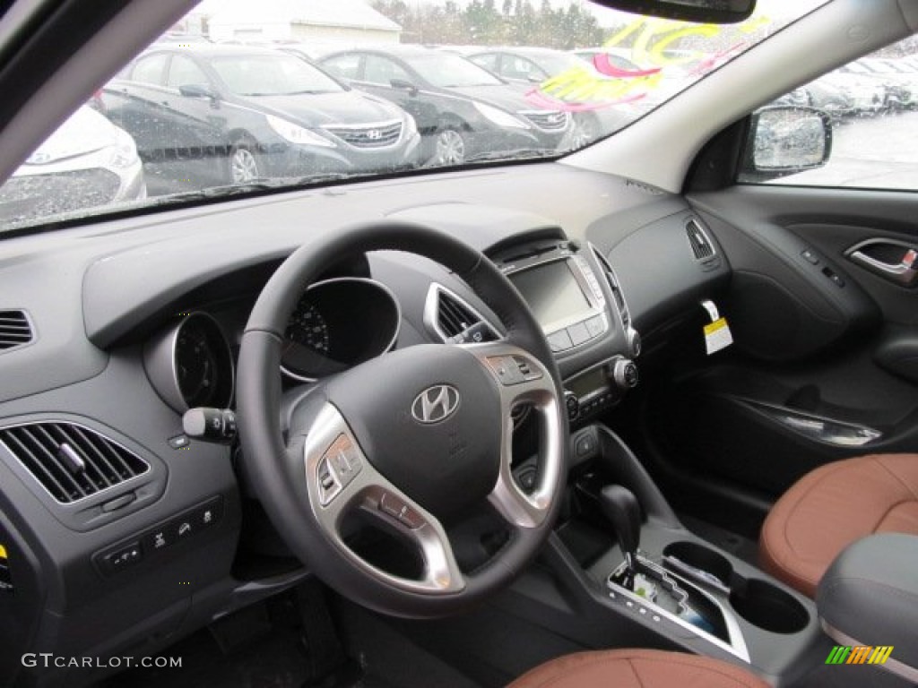 Black/Saddle Interior 2012 Hyundai Tucson Limited AWD Photo #62081528