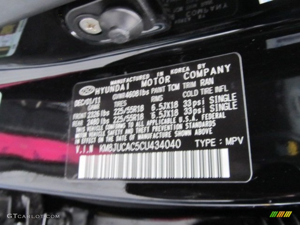 2012 Tucson Color Code TCM for Ash Black Photo #62081588