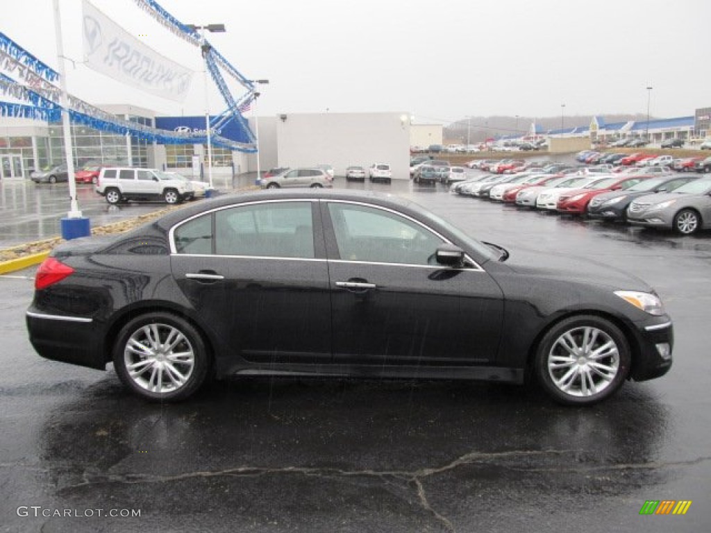 Black Noir Pearl 2012 Hyundai Genesis 3.8 Sedan Exterior Photo #62082068