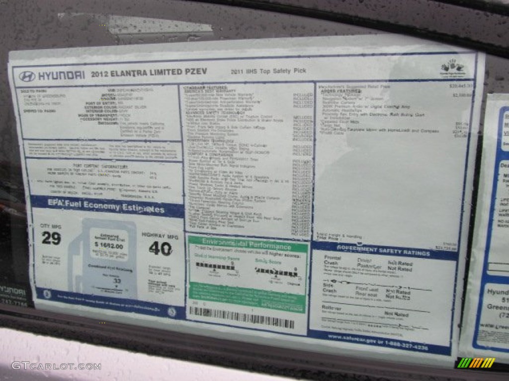 2012 Elantra Limited - Silver / Gray photo #6