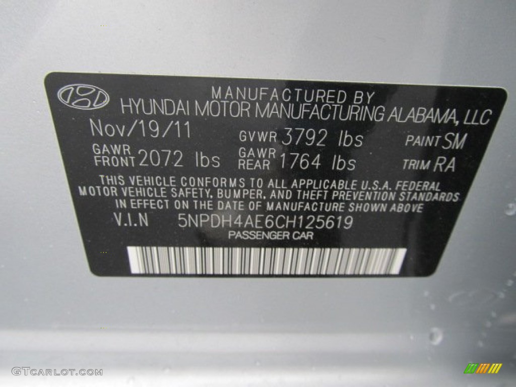 2012 Elantra Limited - Silver / Gray photo #10