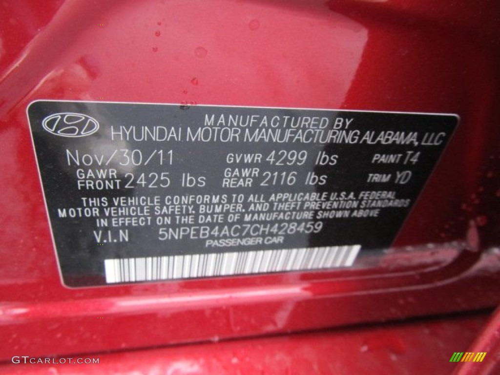 2012 Sonata GLS - Sparkling Ruby Red / Camel photo #10