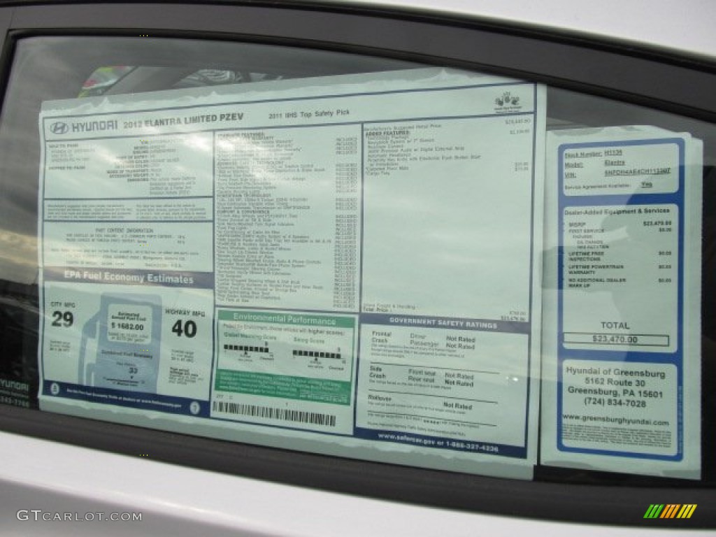 2012 Hyundai Elantra Limited Window Sticker Photos