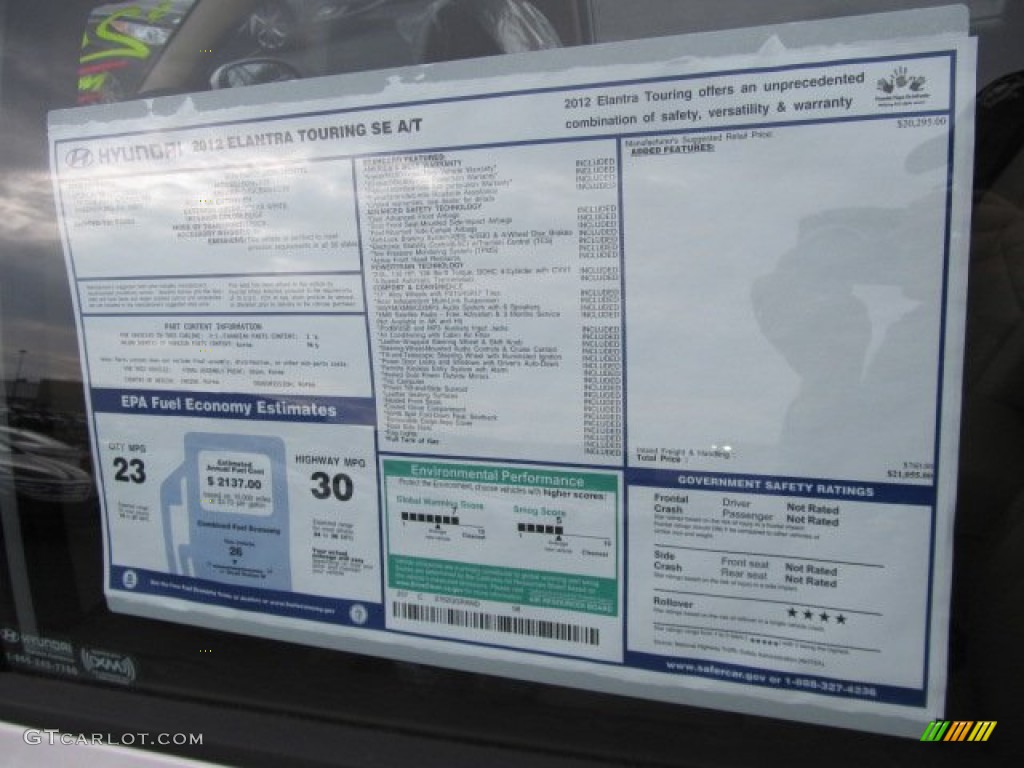2012 Hyundai Elantra SE Touring Window Sticker Photos